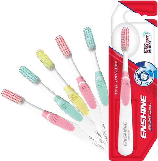 Enshine Pack of 6, Advance Clean+ Superior Bristles Ultra Soft Toothbrush