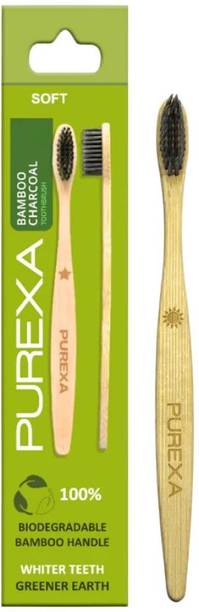 PUREXA Bamboo Charcoal Toothbrush, Soft brush With Char...