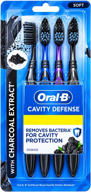 Oral-B Cavity Defense Soft Charcoal Toothbrush Pack of 4 Soft Toothbrush