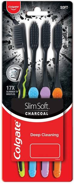Colgate SlimSoft Charcoal Bristles for Gentle Deep Cleaning Soft Toothbrush