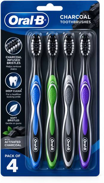 Oral-B Charcoal Soft Pack Of 4 Soft Toothbrush