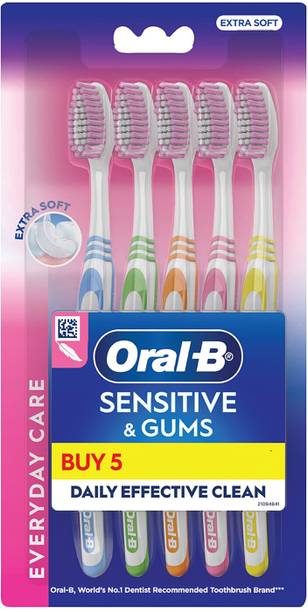 Oral-B Everyday Care Sensitive,Pack of 5, Extra soft bristles Extra Soft Toothbrush