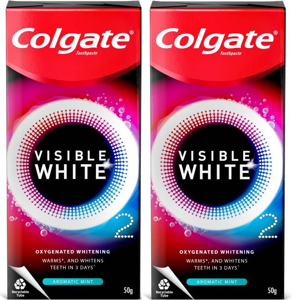 Colgate Visible White O2 Teeth Whitening Toothpaste - Aromatic Mint (50gm x 2pcs) Toothpaste