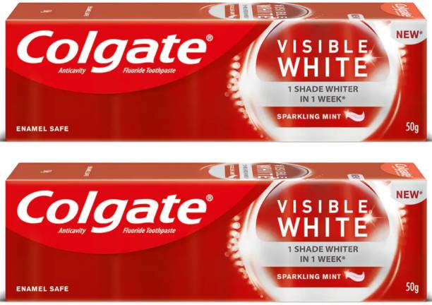 Colgate Visible White Sparkling Mint 2x50g (Pack of 2, 50g each) Toothpaste