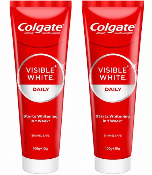 Colgate VISIBLE WHITE - DAILY, Combo Pack of 2 Tubes x 110g Each Toothpaste