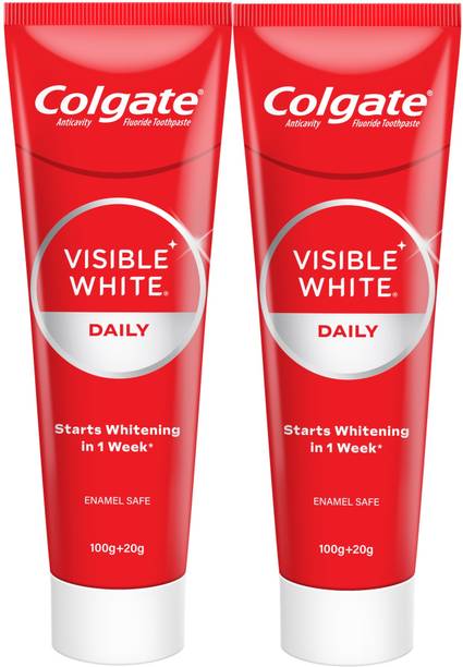 Colgate Visible White Toothpaste, Teeth Whitening Starts in 1 week (200g + 40g) Toothpaste