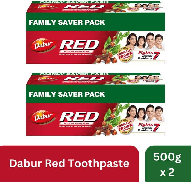 Dabur Red Ayurvedic Paste (Combo Pack 1+1, 500g each) Toothpaste