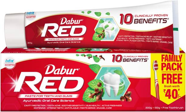 Dabur Red Paste |Family Saver Pack |Treats Bad Breath |Cavity Protection| 13 Herbs Toothpaste