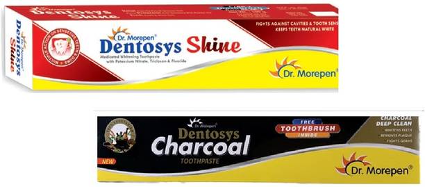 Dr. Morepen DENTOSYS SHINE&CHARCOAL TOOTHPASTE,2X100G Toothpaste