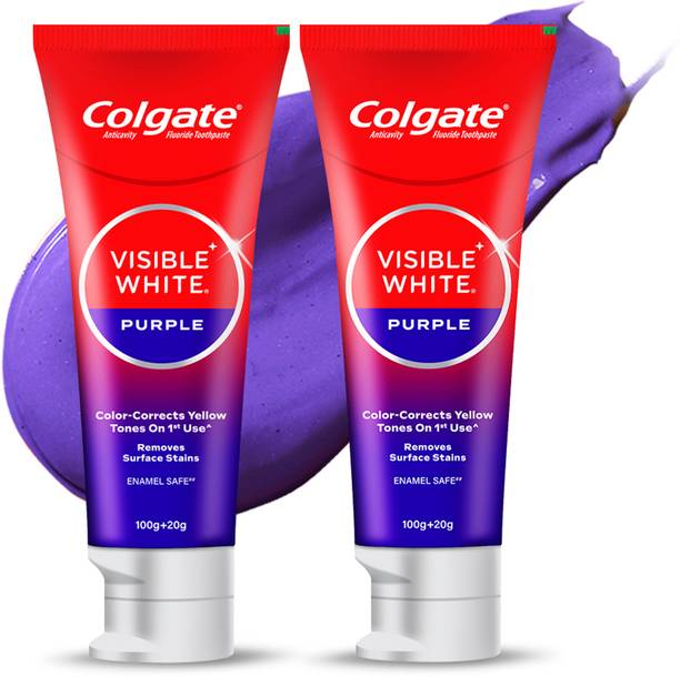 Colgate Visible White Purple Tooth paste, Color-Corrects Yellow Tones on 1st Use^ Toothpaste
