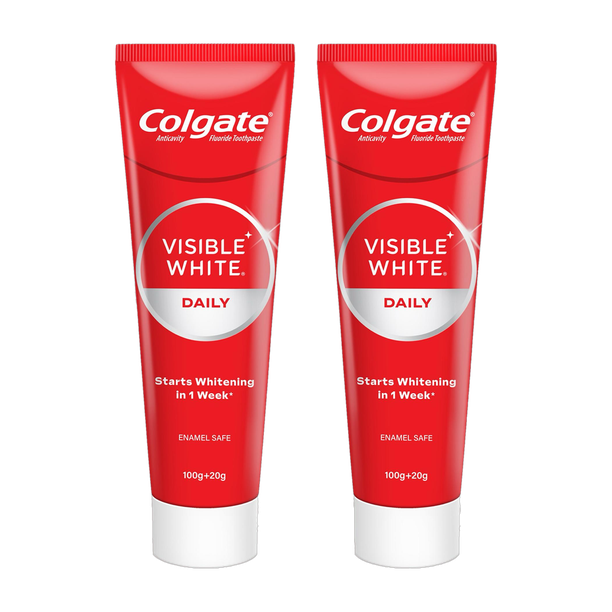 Colgate Visible White Toothpaste, Teeth Whitening Starts in 1 week (200g + 40g) Toothpaste