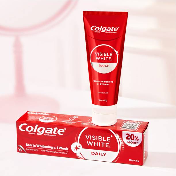 Colgate Visible White Toothpaste, Teeth Whitening Starts in 1 week (100g + 20g) Toothpaste
