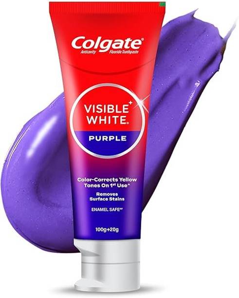 Colgate Visible White Purple, with Fluoride Helps Remove Surface Stains, Enamel-Safe Toothpaste
