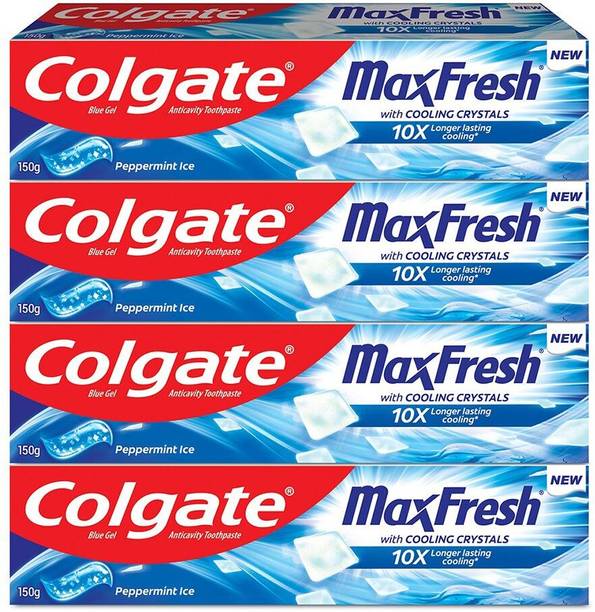 Colgate MaxFresh Toothpaste, Blue Gel Paste with Menthol - Peppermint Ice (Combo Pack) Toothpaste
