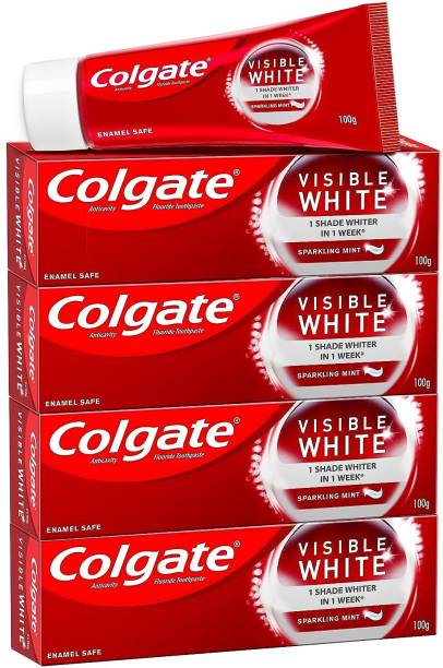 Colgate Visible White Sparkling Mint 400g (100 x 4) (Pack of 4, 100g each) Toothpaste