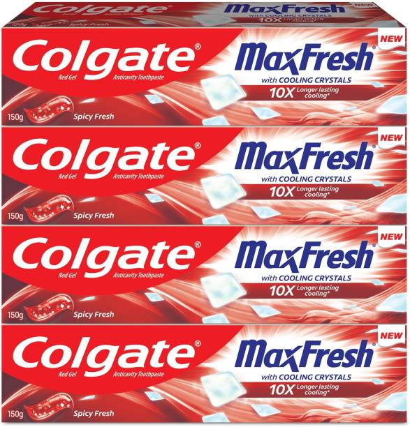 Colgate MaxFresh Toothpaste, Red Gel Paste with Menthol - Spicy Fresh (Combo Pack) Toothpaste