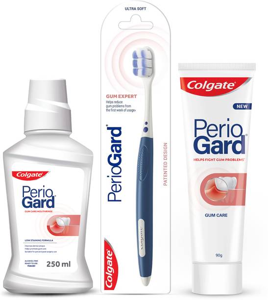 Colgate PerioGard Gum Care Expert - Ultra Soft Toothbrush 1pc, Mouthwash 250ml &