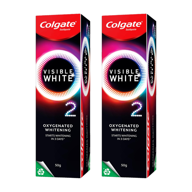 Colgate Visible White O2 Teeth Whitening Toothpaste - Peppermint Sparkle (50gm x 2pcs) Toothpaste