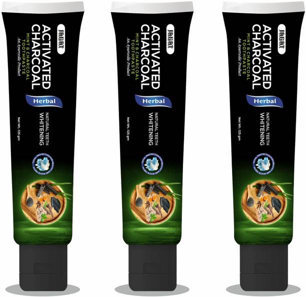 Jagat Devsutra Dr. Trusted Ayurvedic HERBAL Activated Charcoal Toothpaste for Teeth Whitening - 100% Natural Formula with Mint Flavour, No Fluoride & Artificial Colours Toothpaste