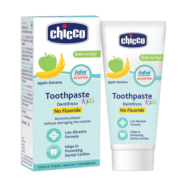 Chicco AppleBanana Flavour , 6M to 6Y Baby, Preservative Free Toothpaste