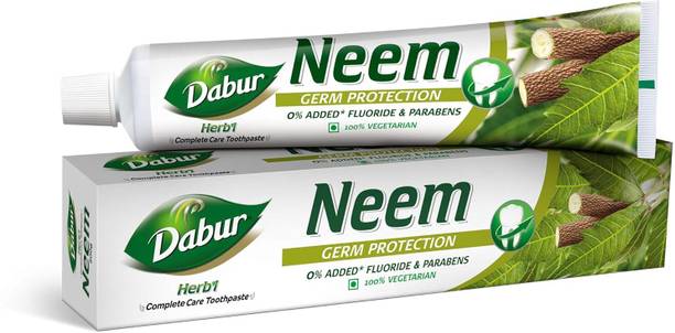 Dabur Herb'l Neem Germ Protection | No Added Flourides & Parabens | Fights Bacteria Toothpaste