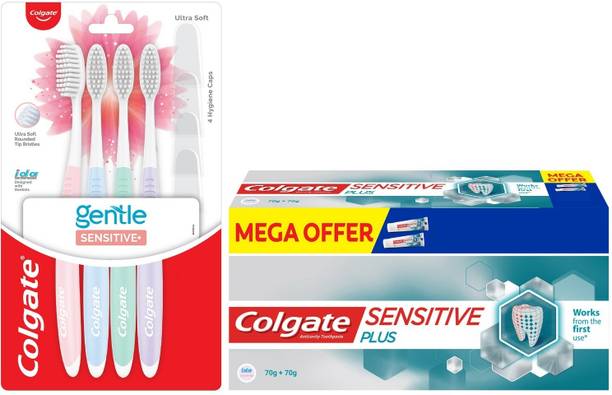 Colgate Sensitive Plus Toothpaste 70gm (Buy 1 Get 1) & Gentle Sensitive Toothbrush 4Pcs Toothpaste