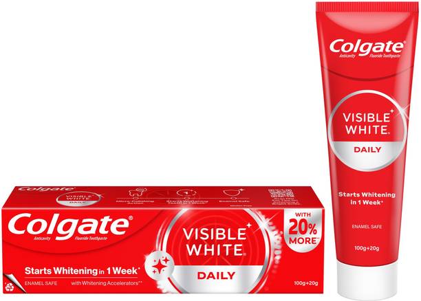 Colgate Visible White Toothpaste, Teeth Whitening Starts in 1 week (100g + 20g) Toothpaste