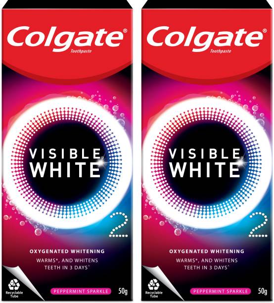 Colgate Visible White O2 Teeth Whitening Toothpaste - Peppermint Sparkle (50gm x 2pcs) Toothpaste