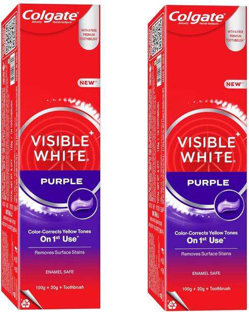 Colgate Visible White Purple Toothpaste, Color-Corrects Yellow Tone on 1st Use^ Toothpaste