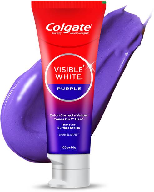 Colgate Visible White Purple Toothpaste, Color-Corrects Yellow Tones on 1st Use^ Toothpaste