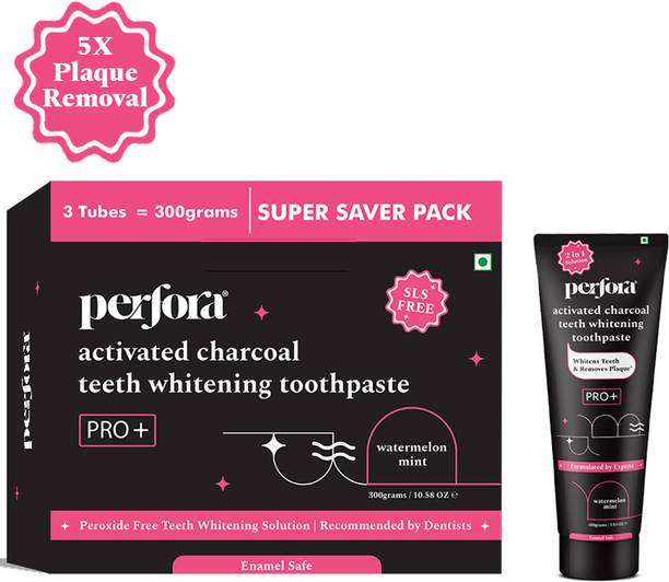 Perfora Activated Charcoal Whitening Toothpaste, Watermelon Mint Flavor , Enamel Safe Toothpaste