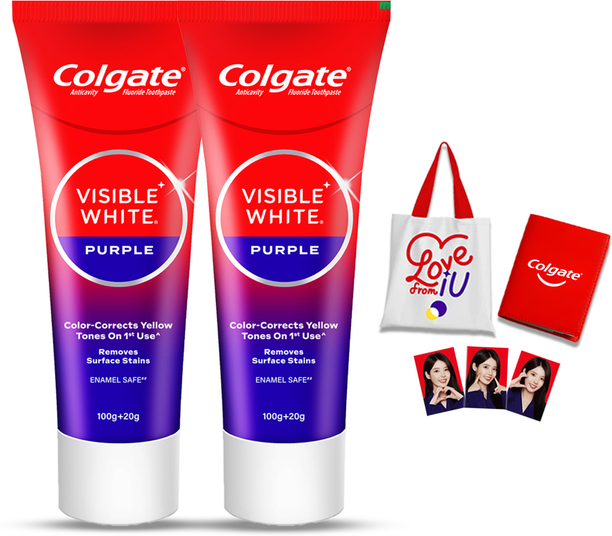 Colgate Visible White Purple Toothpaste Signed Gratitude Journal & Tote Bag Toothpaste
