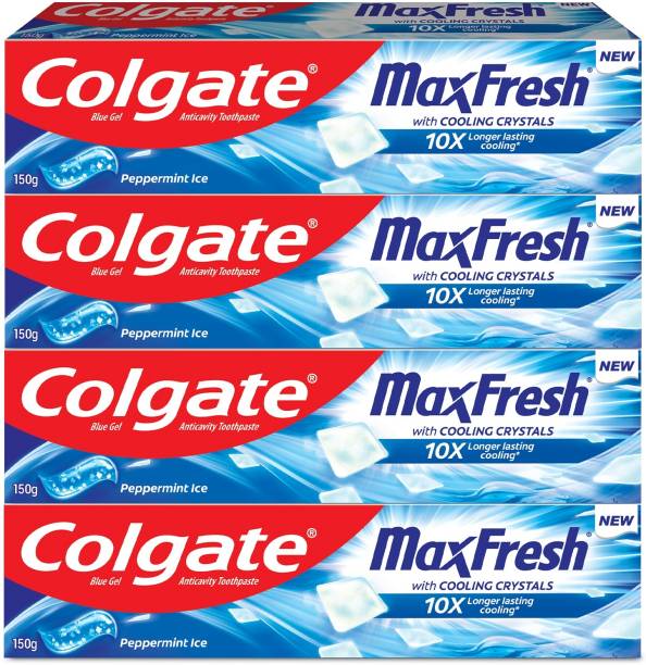 Colgate MaxFresh Toothpaste, Blue Gel Paste with Menthol - Peppermint Ice (Combo Pack) Toothpaste