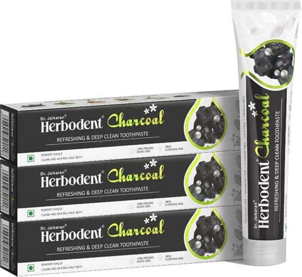 Dr. Jaikaran Herbodent Charcoal Toothpaste with Activated Bamboo and Orgaincs Herbs Toothpaste