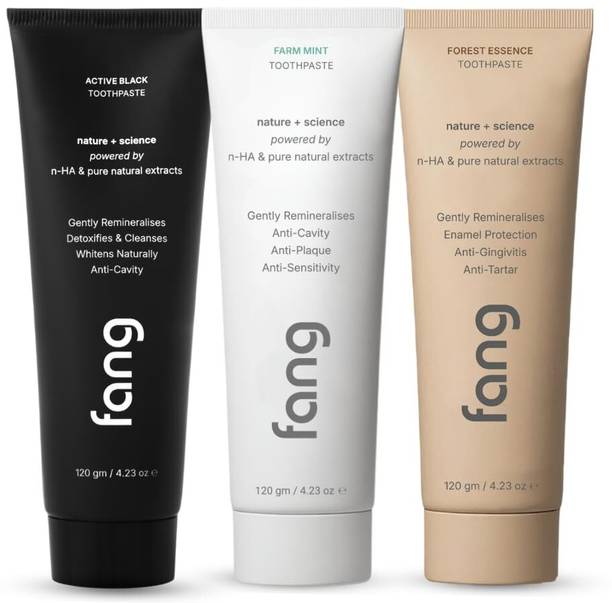 Fang Farm Mint + Forest Essence + Active Black Combo Toothpaste (2 x 360g) Toothpaste