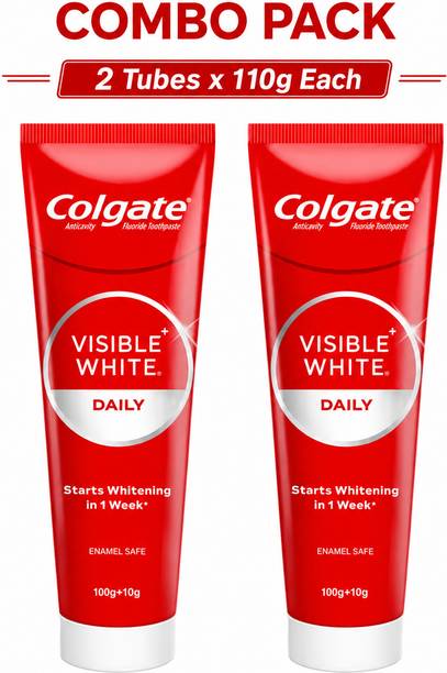 Colgate VISIBLE WHITE - DAILY, Pack of 2 Tubes x 110g Each Toothpaste