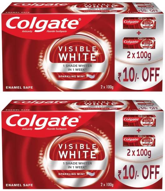 Colgate Visible White Teeth Whitening Sparkling MInt, Pack of 400g Toothpaste