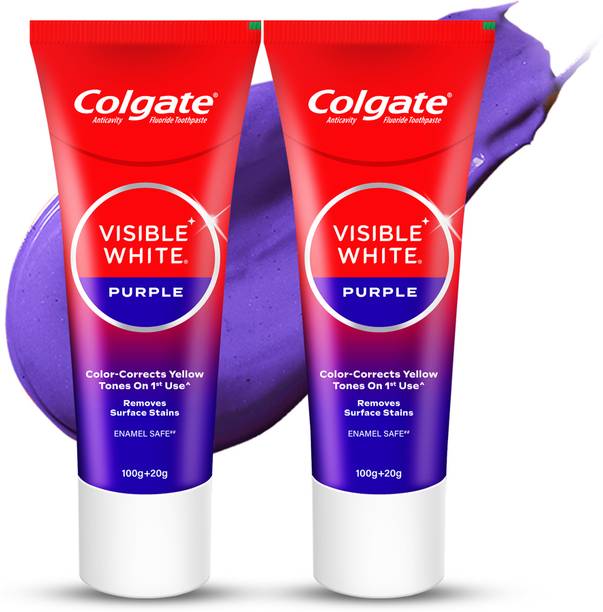 Colgate Visible White Purple Tooth paste, Color-Corrects Yellow Tones on 1st Use^ Toothpaste