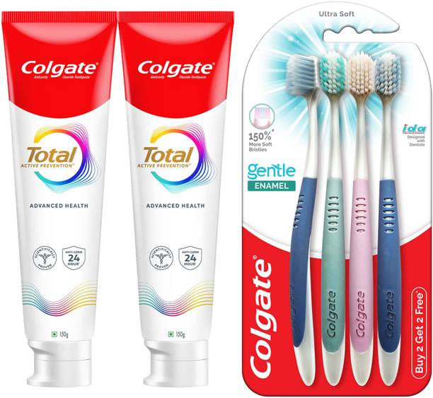 कोलगेट टोटल एडवांस हेल्थ टूथपेस्ट विथ जेंटल एनामेल टूथब्रश टूथपेस्ट