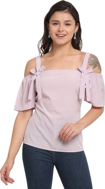 Merira Casual Solid Women Purple Top