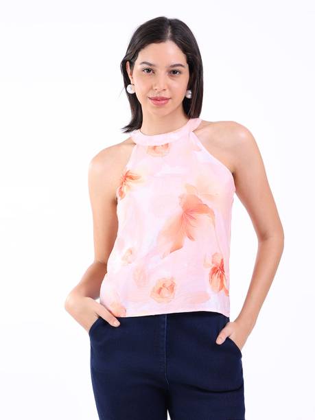 Rianu Casual Printed Women Pink Top