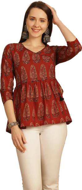 Rajnandini Casual Printed Women Maroon Top
