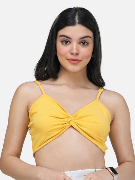 BAESD Casual Shoulder Straps Solid Women Yellow Top