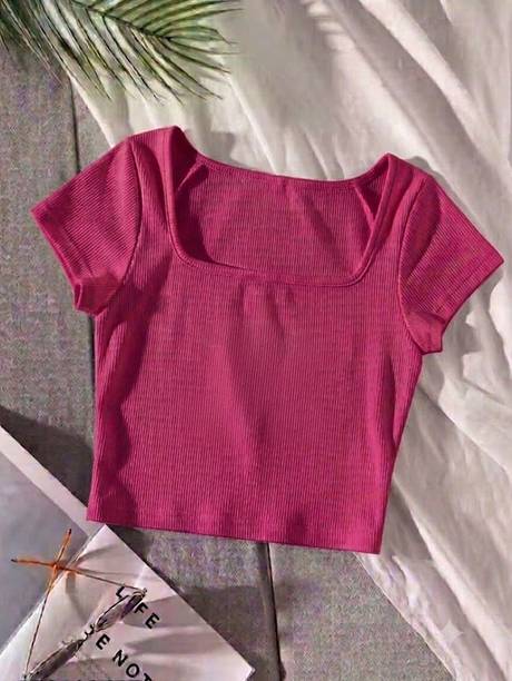 Casual Cap Sleeves Self Design Women Pink Top