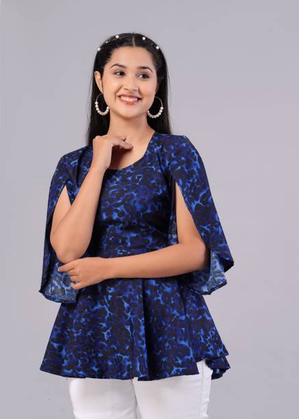 RAJUTRADERS Casual Printed Women Blue Top