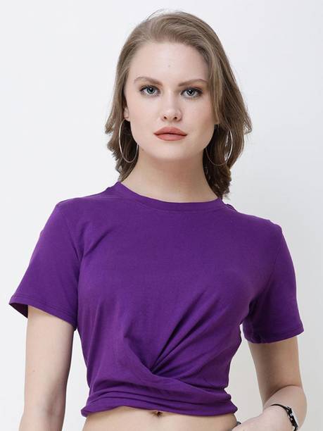 BAESD Casual Regular Sleeves Animal Print Women Purple Top