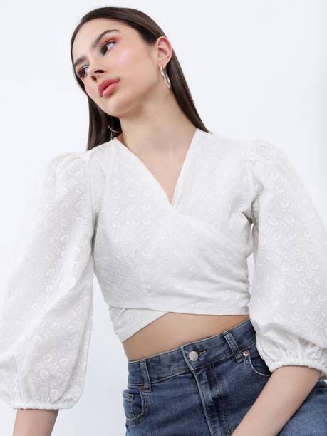Tokyo Talkies Casual Solid Women White Top