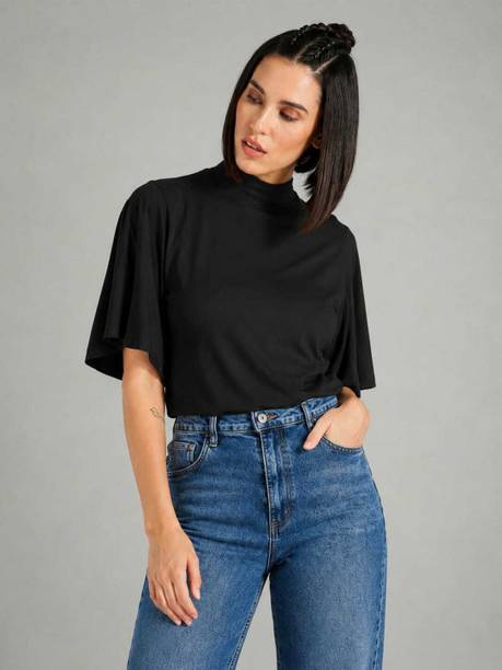 SMD Enterprise Casual Solid Women Black Top