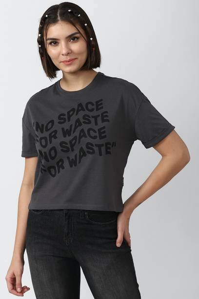 Casual Regular Sleeves Printed Women Grey Top