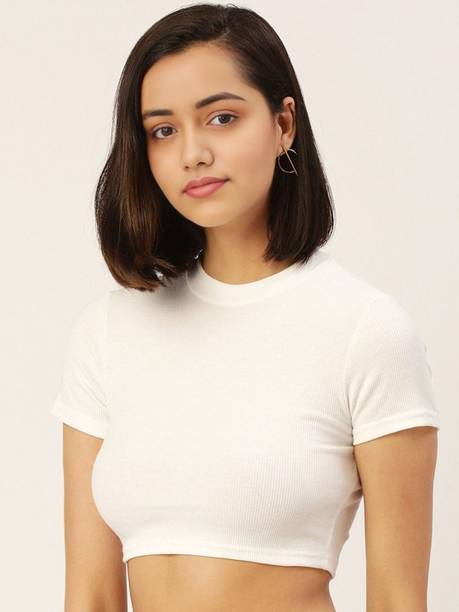 Party Regular Sleeves Self Design Women White Top
